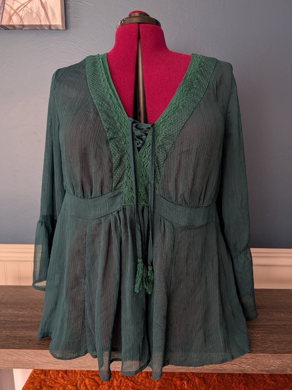 Torrid sheer green top Size 2